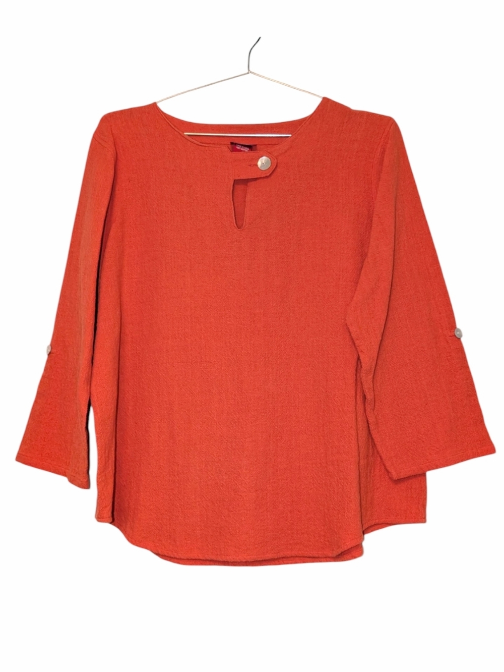 100% Cotton Button-Accent Keyhole Top